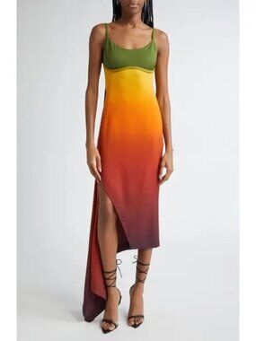 MONSE Back Cutout Ombré Jersey Dress